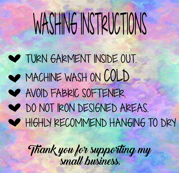 Tie Dye Washing Instructions Care Cards