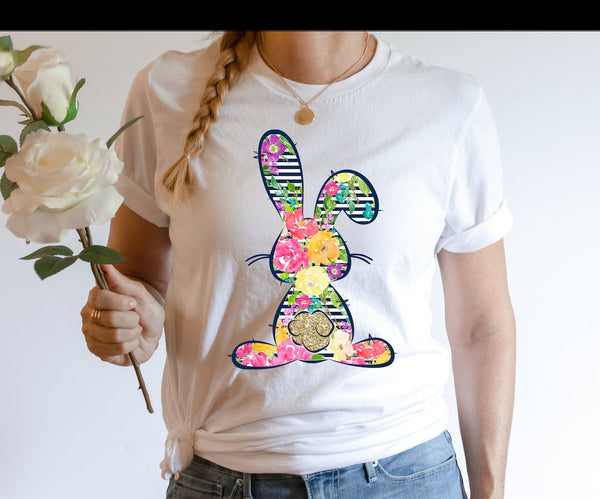 Floral Bunny Easter Screen Print HIGH HEAT