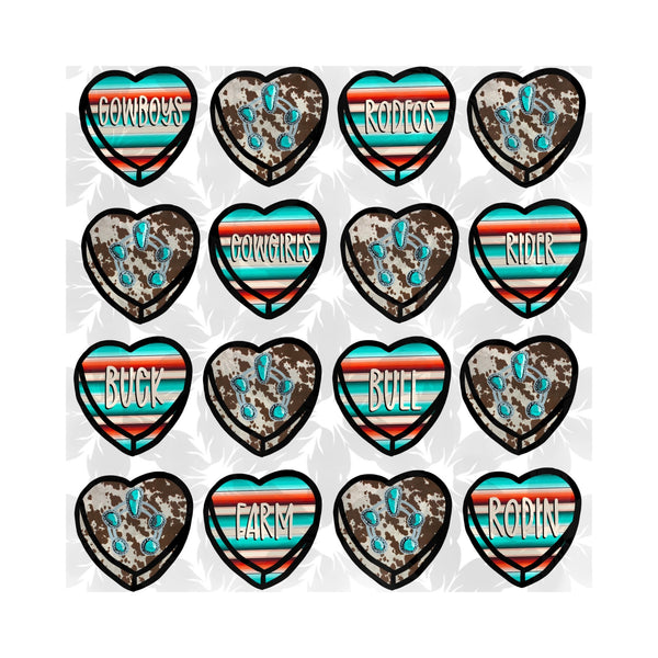 Western Candy Hearts Sublimation Print