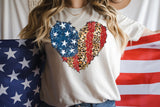 American Flag Heart Glitter Effect Screen Print HIGH HEAT