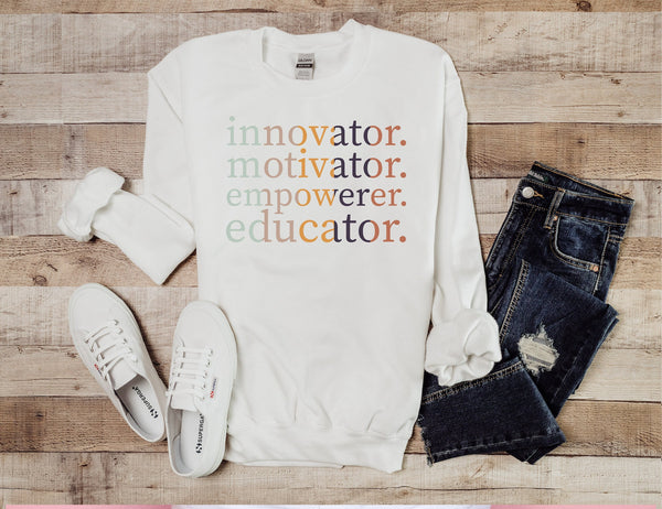 Innovator Motivator Empowerer Educator Teacher Screen Print HIGH HEAT