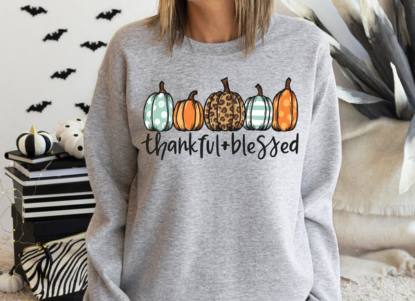 Thankful And Blessed Pumpkins Screen Print HIGH HEAT
