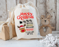 Merry Christmas Reindeer Santa Sack Sublimation Print