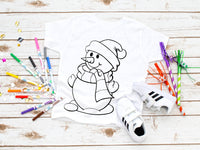 Snowman Coloring Christmas Screen Print LOW HEAT