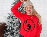 Rockin Around The Christmas Tree Skeleton Hand Christmas Screen Print LOW HEAT