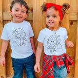 Elf Kids Christmas Coloring DTF Print