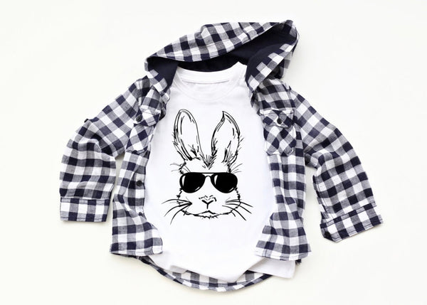 Kids Bunny With Sunglasses Screen Print LOW HEAT