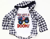 Kids Red White & Boom Truck DTF Print