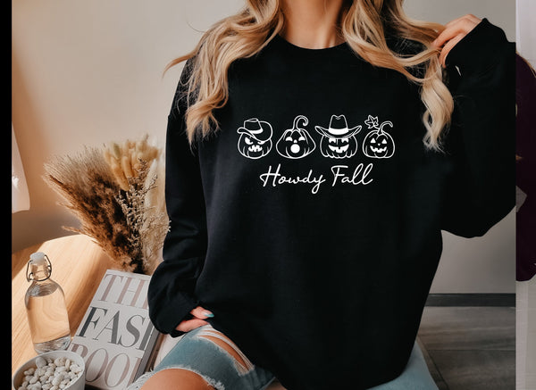 Howdy Fall Pumpkin Row Screen Print LOW HEAT