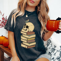 Halloween Skull Book Stack DTF Print