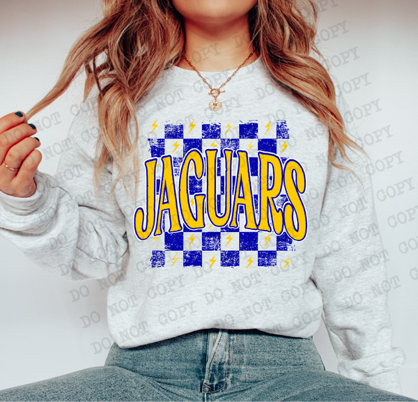 Distressed Jaguars Checker DTF Print